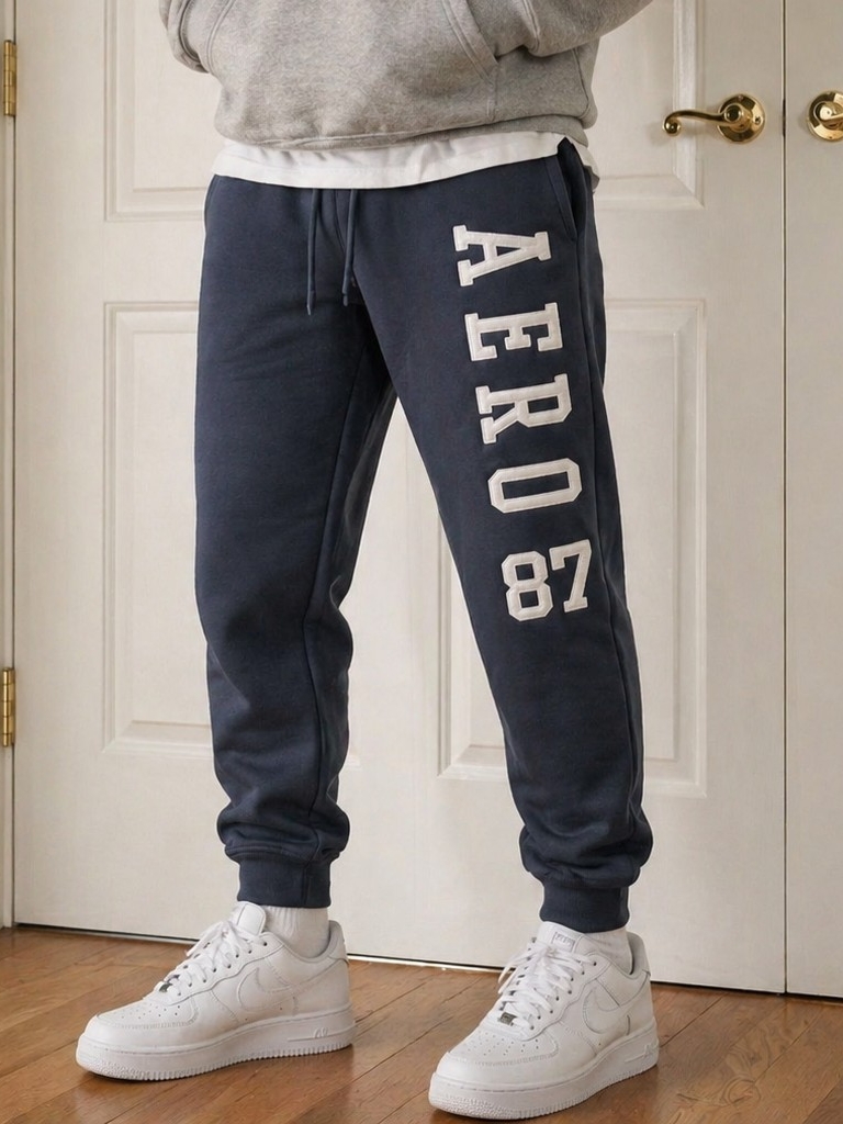 Aeropostale Navy Graphic Aero 87 Joggers
